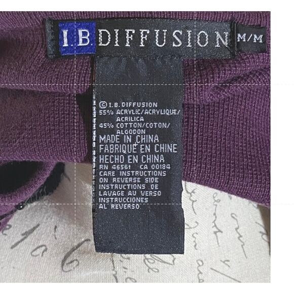 I.B. Diffusion Plum Beaded Wrap Sweater M Dressy Evening Knit Top - Picture 3 of 8